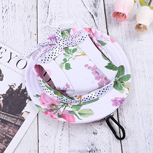 VILLCASE Gorra de Princesa con Borde Redondo para Perros Gorra de Visera Ajustable para Mascotas Protección Solar Al Aire Libre Gorra para Perros Sunbonnet para Perros Pequeños Chihuahua