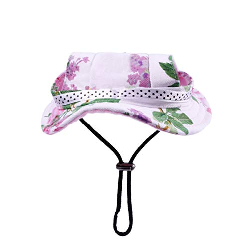 VILLCASE Gorra de Princesa con Borde Redondo para Perros Gorra de Visera Ajustable para Mascotas Protección Solar Al Aire Libre Gorra para Perros Sunbonnet para Perros Pequeños Chihuahua