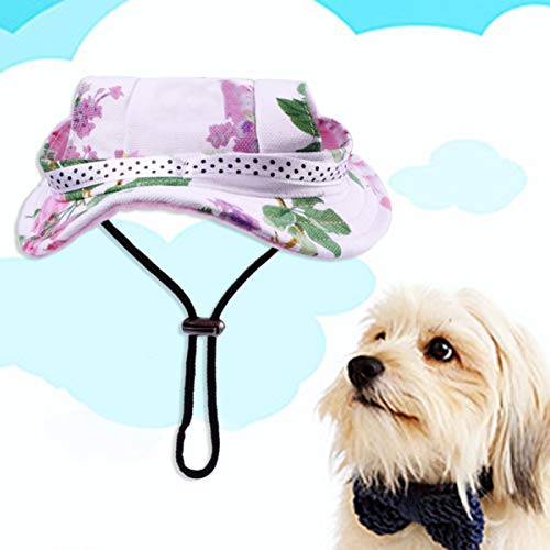 VILLCASE Gorra de Princesa con Borde Redondo para Perros Gorra de Visera Ajustable para Mascotas Protección Solar Al Aire Libre Gorra para Perros Sunbonnet para Perros Pequeños Chihuahua