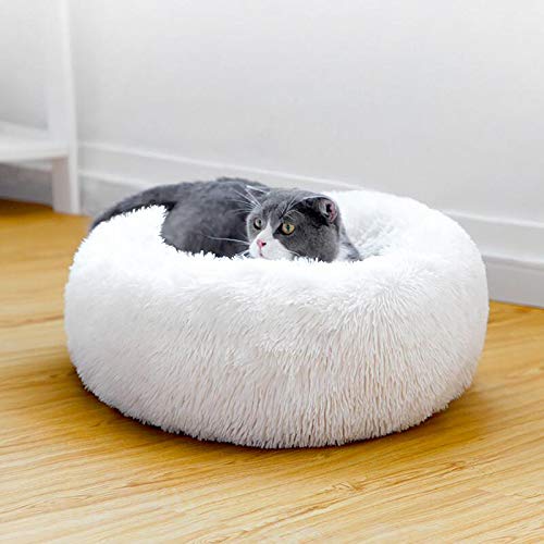 Vivi Bear Cama de Perro Cama de Gato Extra Suave Cómodo Lindo,Cojín de Gato Lavable de la Cama,Lecho Ovalado de Cueva de anidación Adecuado para Gatos y Perros pequeños y medianos(60 cm de diámetro)