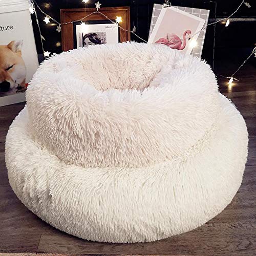 Vivi Bear Cama de Perro Cama de Gato Extra Suave Cómodo Lindo,Cojín de Gato Lavable de la Cama,Lecho Ovalado de Cueva de anidación Adecuado para Gatos y Perros pequeños y medianos(60 cm de diámetro)