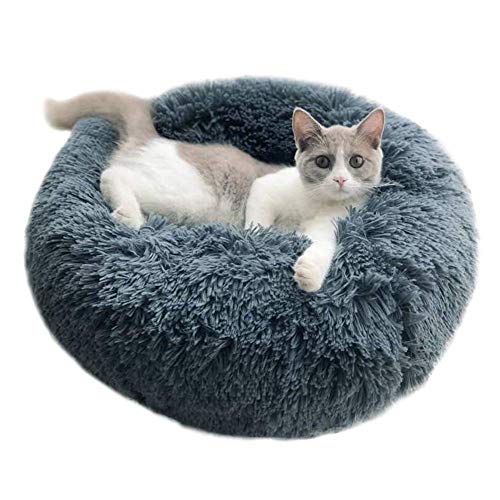 Vivi Bear Cama de Perro Cama de Gato Extra Suave Cómodo Lindo,Cojín de Gato Lavable de la Cama,Lecho Ovalado de Cueva de anidación Adecuado para Gatos y Perros pequeños y medianos(60 cm de diámetro)