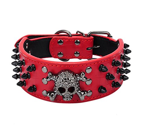 vivibear VIVI Oso 2 "de Ancho Ajustable Mascota Perro Collar de Seguridad Impresionante Collar de Perro de Piel sintética con Pinchos para pequeño o Mediano Perros