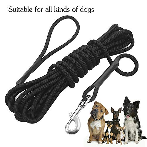 Vivifyin Dog Check Cord, 6 m flotante, cuerda larga de entrenamiento para perros con asa para playa, lago (negro)