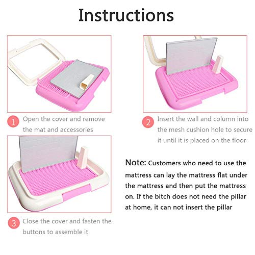 Volwco Bandeja WC para perros Inodoro Mascota cachorro Malla Bandeja Potty Training Soporte de almohadilla Bandejas de inodoro de protección para el piso con pared y columna de simulación