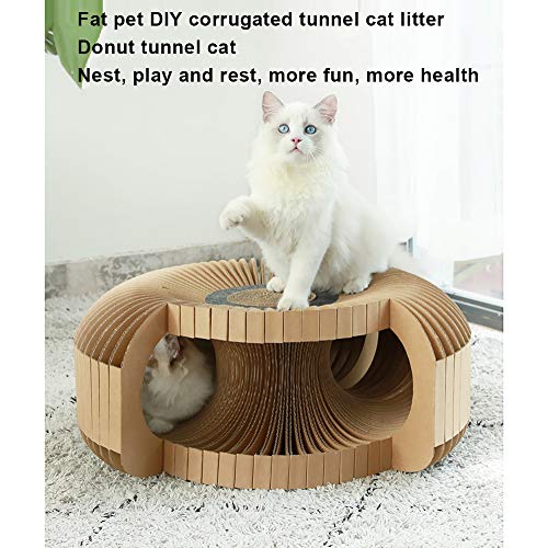 WAHHW Túnel De Donas Rascador para Gatos,Resistente Al Desgaste Cat Scratcher,La Alta Capacidad De Carga Puede Satisfacer Necesidades De Sueño De Los Grandes Gatos Maine Coon Y Siberianos