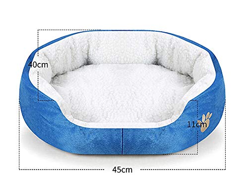 Wakerda Deluxe - Cesta de Cama para Perro con Forro Polar Acolchado antisuciedad, 46 x 42 cm, Color Azul