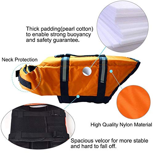 Warmiehomy Chaleco Salvavidas para Perro con Flotador Delantero, Perros Seguridad Natación Ropa con Quick Release Ajuste Fácil Cinturón Ajustable (Naranja)