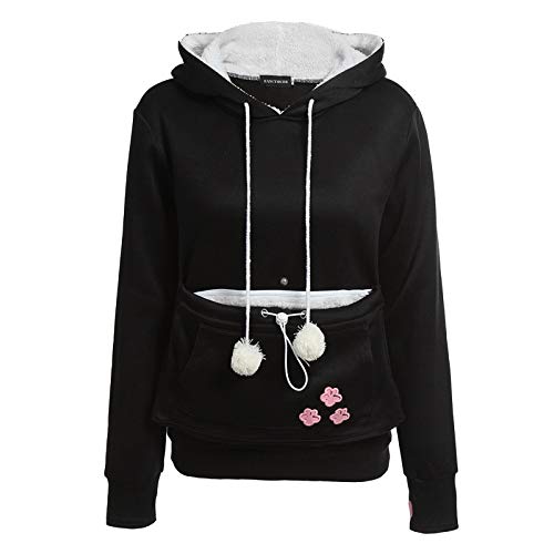 WDDGPZ1 Sudaderas Perro Gato Amantes Mujeres Sudadera con Capucha Sudaderas Canguro Perro Mascota Pata Jerseys De Invierno Abrazo Bolsa Sudadera Bolsillo Animal Oreja con Capucha