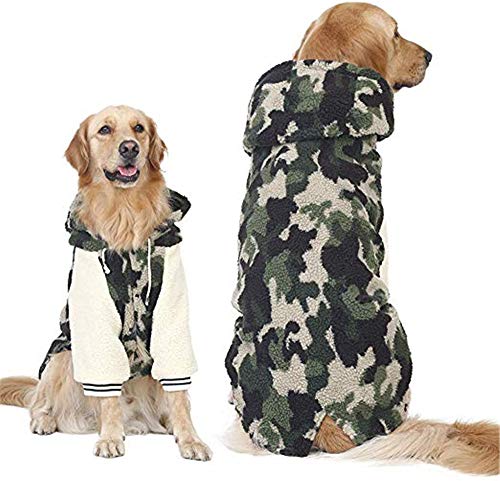 WDTMZN Perros medianos y Grandes Perros Camuflaje Deportes Sudaderas ，Plus Terciopelo otoño e Invierno Sudadera Perros Disfraces，Golden Retriever, Alaska, Labrador Ropa De Perro (Camuflaje, 5XL)