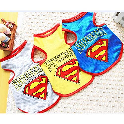 WEIGENG Desgaste del Gato del Perrito Ropa del Traje de Superman de Malla Perros Ropa Chaleco Ocasional Linda del Perro de Animal doméstico Camisa Chaqueta Deportiva Tamaño S-XL 3 Colores