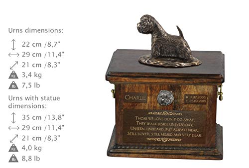 West Highland White Terrier, urna para Cenizas de Perro, Memorial con Estatua, Nombre de la Mascota y Cita – ArtDog Personalizado