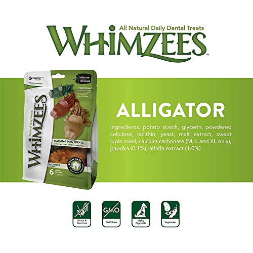 WHIMZEES 24 Unidades masticables de cocodrilo Mediano, sin Gluten