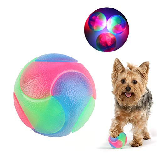 WINBST Pelota de Juguete para Perros con luz LED y Squeaker Pelotas de Perro Juguete de Pelota de Juguete para Perros Juguete de Perro de Bola Intermitente