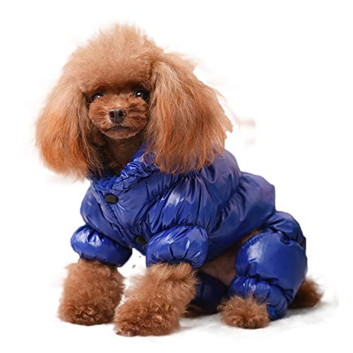 WLXW Ropa para Mascotas, Jimmy Doll Abrigo de Algodón con Capucha Teddy Pomerania Oso-Gato-Perro Ropa de Invierno Sombrero Engrosado para Mascotas,Azul,M