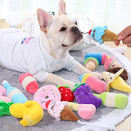 WOOAI Squeak Toys For Dog Toy Fleece Dog Chew Toy Durability Plush Puppy Pet Sound Toy para Perros Suministros Elephant Duck Pig Plush Toys, 9, M