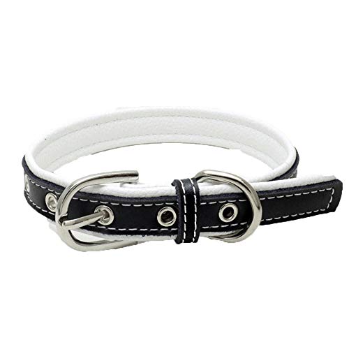 Wuwei Correas Perro Collar Perro Cuero Cuero con Hebilla Ajustable 1Pc, Regalo para Tu Perro(Mi L)