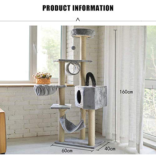 WYJW Árbol para Gatos Poste rascador de sisal Muebles para Gatitos Casa de Juegos para condominios de Felpa con Juguetes Colgantes Centro de Actividades para Gatos (B)