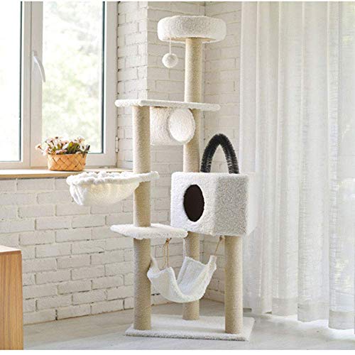 WYJW Árbol para Gatos Poste rascador de sisal Muebles para Gatitos Casa de Juegos para condominios de Felpa con Juguetes Colgantes Centro de Actividades para Gatos (B)