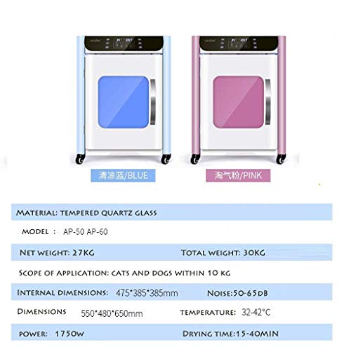 WYJW Caja de Secado automático para Mascotas, Espacio Grande, silencioso, secador de Pelo para Mascotas Esterilizable