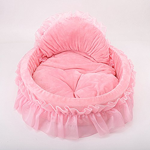 WYSBAOSHU Suave Cama para Mascotas Princesa Perro Gato Casa Cama Sofá (L, Rosado)