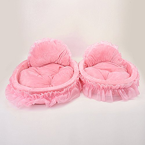 WYSBAOSHU Suave Cama para Mascotas Princesa Perro Gato Casa Cama Sofá (L, Rosado)