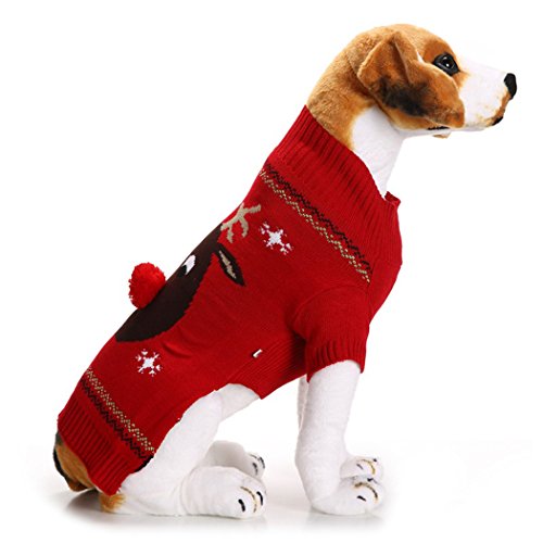 Xiaoyu Sudadera de Perro Ropa de Mascotas para Perros Reno de Navidad, Rojo, L