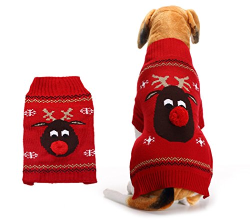 Xiaoyu Sudadera de Perro Ropa de Mascotas para Perros Reno de Navidad, Rojo, L