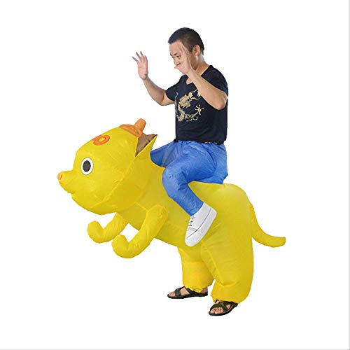 Xiaoyue Kinder Traje del Funcionamiento de Dibujos Animados pequeño Perro Amarillo Inflable Adult Clothing Divertido Traje de la diversión Acontecimiento Traje Adulto (150-195Cm lalay