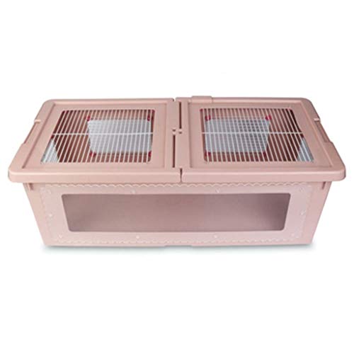 Xu-pet Vistoso Hámster Erizo Caja, Respirable Red de Metal Reptil Vivero Jaula, Puerta Doble Mantener Caliente Amantes de Las Mascotas (Color : Pink)