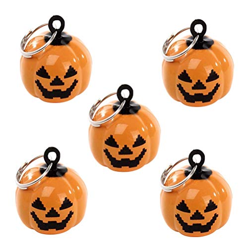 XYSQWZ 10 Piezas de Campanas de Calabaza Colgante de Dibujos Animados cascabeles Collar de Mascota Campanas de Encanto artesanías de Bricolaje Accesorio Hecho a Mano para Perro Gato (Naranja)