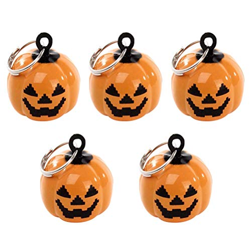 XYSQWZ 10 Piezas de Campanas de Calabaza Colgante de Dibujos Animados cascabeles Collar de Mascota Campanas de Encanto artesanías de Bricolaje Accesorio Hecho a Mano para Perro Gato (Naranja)