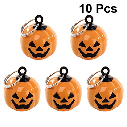 XYSQWZ 10 Piezas de Campanas de Calabaza Colgante de Dibujos Animados cascabeles Collar de Mascota Campanas de Encanto artesanías de Bricolaje Accesorio Hecho a Mano para Perro Gato (Naranja)