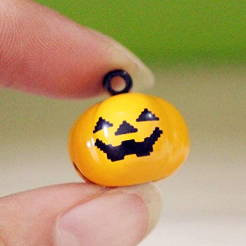 XYSQWZ 10 Piezas de Campanas de Calabaza Colgante de Dibujos Animados cascabeles Collar de Mascota Campanas de Encanto artesanías de Bricolaje Accesorio Hecho a Mano para Perro Gato (Naranja)