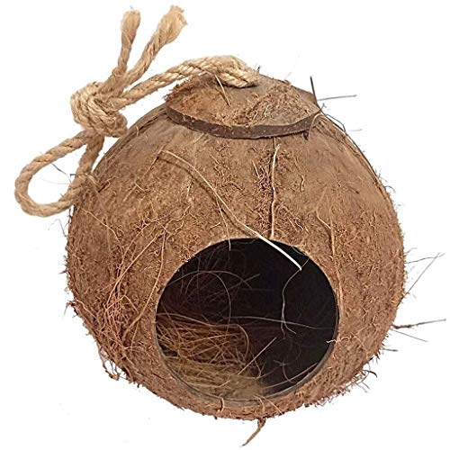 XYSQWZ Pajarera para pájaros Jaula para periquitos cáscara de Coco Jaula para pájaros decoración Natural para jardín al Aire Libre decoración Creativa y cálida para Casas pequeñas Jaula para pájaros