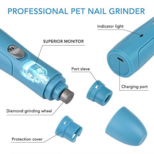 XYSQWZ Pulidor de uñas eléctrico para Mascotas Juego de Herramientas de manicura Carga USB Pulido fácil 3 Modos para Perros y Gatos Grandes medianos pequeños 77876ZH1 Caja estándar