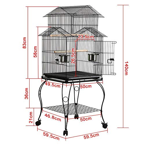 Yaheetech Jaula para Pájaros Jaula Metálica con Soporte Ruedas …