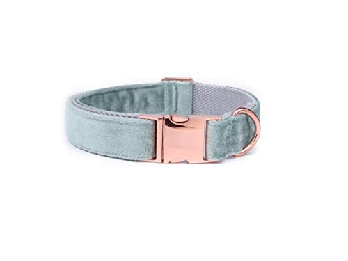 YANODA Collares De Perro Ajustables del Terciopelo Azul del Diseñador De La Navidad De Las Patas del Estilo Único Y Hebilla del Oro del Correo Correas (Color : Collar, Size : S)