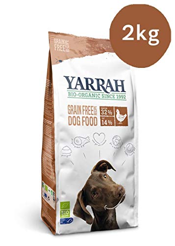 Yarrah Alimento Orgánico para Perros sin Cereales - 2 kg - Para Perros que tienen Dificultad Digerir Cereales - Sin Aditivos Artificiales y Pesticidas - Croquetas con Pollo, Pescado, Guisantes y Algas