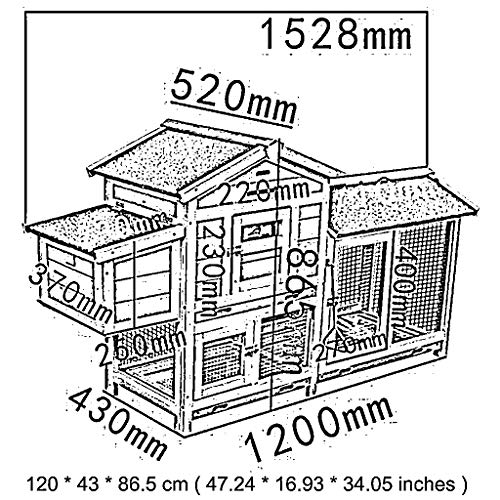 YCDJCS Suministros Madera de Dos Capas gallineros Impermeable al Aire Libre Conejo Jaula Jardín Granja de Pollo for Mascotas Gallineros y jaulas (Color : Brown, Size : 120 * 43 * 86.5 cm)