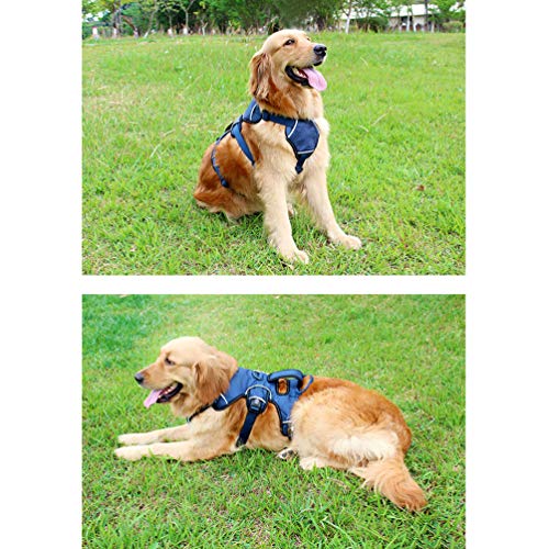 Yiqi Arnés de Perros Ajustable Chaleco Cómodo Transpirable Arnés Reflectante Control Fácil para Perro Mediano Grande (Azul Oscuro, Asia XL)