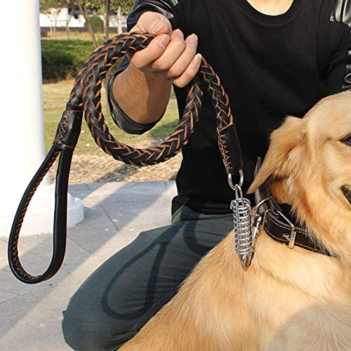 Yisatann Correas para Perros Heavy and Duty Large Dog Leash Correa para Adiestramiento De Perros Trenzada De Cuero Genuino para Shepherd Bulldog Labrador Gold Retriever Pet Leads