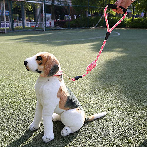 Yisatann Set de Correa Perro Correa de Collar de Perro Suministros para Mascotas Cuerda de Correa de Perro Cuerda de Perro para Caminar Rosa Perros Grandes medianos pequeños-1.5 * 120