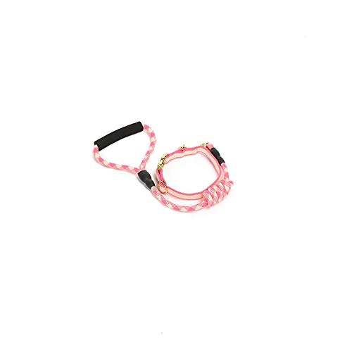 Yisatann Set de Correa Perro Correa de Collar de Perro Suministros para Mascotas Cuerda de Correa de Perro Cuerda de Perro para Caminar Rosa Perros Grandes medianos pequeños-1.5 * 120