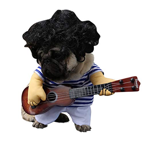 yMaJesT Ropa para Mascotas, Guitarra a Rayas, Divertido, para Cachorro, Perro, Gato, Disfraz de Halloween, Fiesta, Festival, Ropa