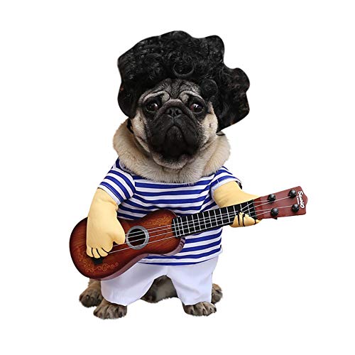 yMaJesT Ropa para Mascotas, Guitarra a Rayas, Divertido, para Cachorro, Perro, Gato, Disfraz de Halloween, Fiesta, Festival, Ropa