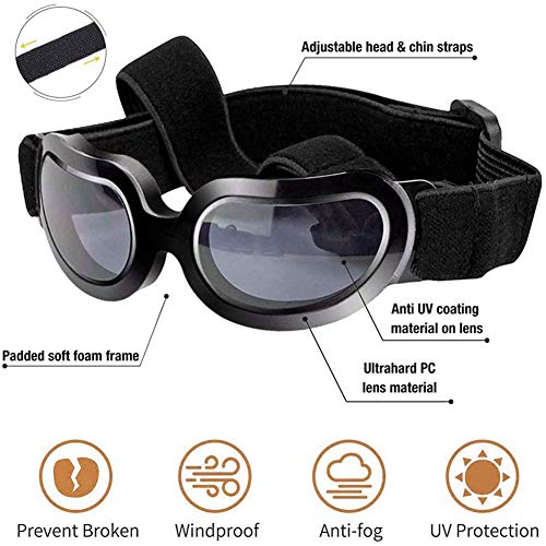 YMJJ Gafas De Sol para Perros Gafas para Mascotas Gafas Protección UV Impermeable Gafas De Sol para Mascotas Correa Ajustable para Perros Cachorros Gatos