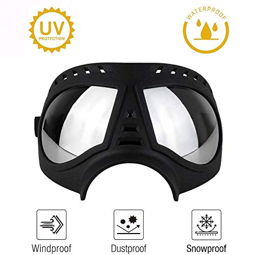 YMJJ Gafas De Sol para Perros Protección UV Impermeables Gafas Ajustables A Prueba De Viento para Perro Mediano/Grande-Negro