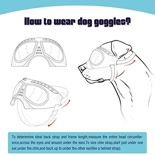 YMJJ Gafas De Sol para Perros Protección UV Impermeables Gafas Ajustables A Prueba De Viento para Perro Mediano/Grande-Negro