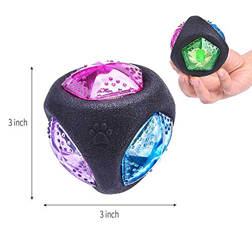 YOUNICER Pelotas para Perros Flash LED Squeaker Ball Juguete para Perros Bola interactiva para Perros Bola de Perros Que Brilla intensamente activada por Rebote